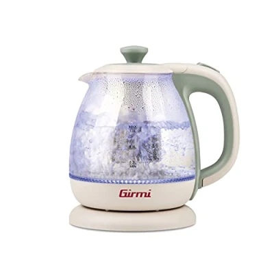 Abbildung von Girmi Wasserkocher + Teekanne BL41 aus Glas, 1100 W, schnurlos, 1 Liter, Wassergrün, BL4105, Teal