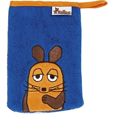 Abbildung von Playshoes Unisex Kinder 340090 Frottee Waschhandschuh DIE Maus, 11 Marine, 15x20 cm