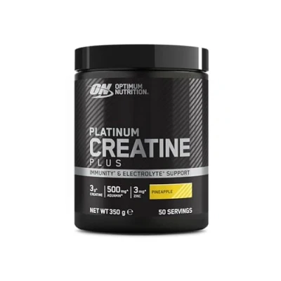Abbildung von Optimum Nutrition Platinum Creatine Plus, Integratore Alimentare Avanzato per Aumentare Potenza e Prestazioni, con magnesio Aquamin l&#039;Equilibrio Elettrolitico, Gusto Ananas, 50 dosi, 350 g
