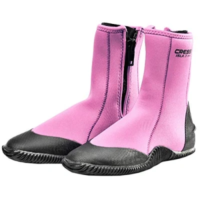 Abbildung von Cressi Isla Boots Premium Neopren Füßling Für Geräteflosse Sohle Anti rutsch, Rosa/Logo Schwarz, XS 36/37