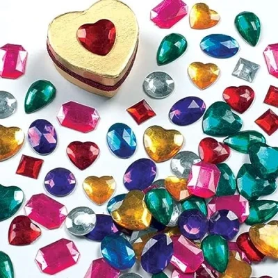 Abbildung von Baker Ross EK632 Xawy 974 Große selbstklebende Acryl Edelsteine ​​(120 Stück) zum Basteln für Kinder, Sortiert