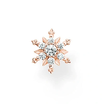 Abbildung von Thomas Sabo Einzel Ohrstecker Schneeflocke mit weißen Steinen vergoldetes Silber H2260 416 14