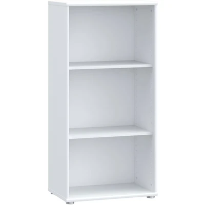 Abbildung von Forte TEMPRA2 weißes Bücherregal 54, Standregal modern, Wohnzimmerregal, Jugendzimmer, Büro, Regal mit 3 Einlegeböden, Holzwerkstoff, Weiß, 54 cm breit x 111,1 hoch 34,8 tief
