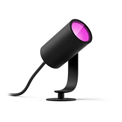 Abbildung von Philips Hue White &amp; Color Ambiance Lily Gartenstrahler Basis Set mit 40W Netzteil (590 lm), dimmbare Außenleuchte 16 Millionen Farben, smarte Lichtsteuerung über Sprache oder App, schwarz