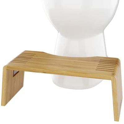 Abbildung von Squatty Potty Oslo Falten Bambus Toilette Hocker 7 Zoll zusammenklappbar Badezimmer zum Erwachsene und Kinder, Braun