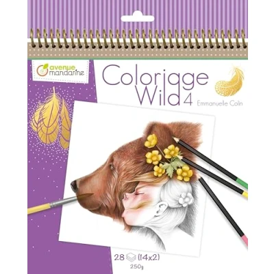 Abbildung von Avenue Mandarine GY093C Sammelmalbuch Wild, Sortierung 4, aus Zeichenpapier 250g, mit mikroperforierten Blättern, 28 Blatt, 14 Zeichnungen x 29, ideal für Kinder ab 5 Jahren, 1 Stück