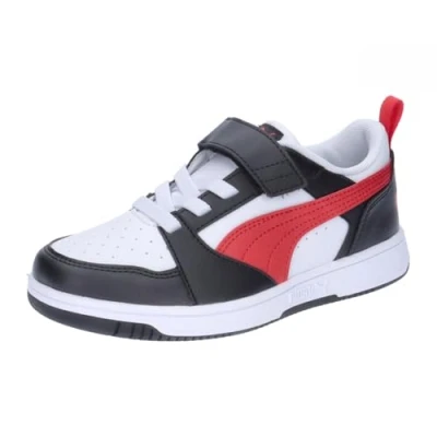 Abbildung von Puma Rebound V6 Unisex Sneaker low für Kinder, Größe: 30, White/for all time red/black Schuhe