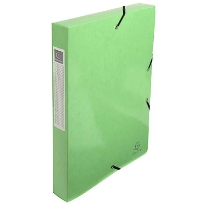 Abbildung von Exacompta 59923E 1 Abheftbox mit Gummibändern IDERAMA aus Glanzkarton 600g/m2 Rückseite 4 cm Maße 25 x 33 für A4 Dokumente Farbe Anisgrün wird montiert geliefert