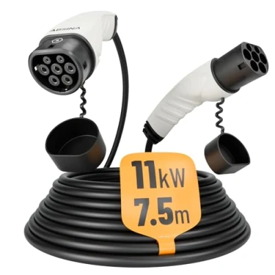 Abbildung von ABSINA Typ 2 Ladekabel 11kW &amp; 16A für Hybrid Elektroauto 7,5 Meter 3 phasig Mode Kompatibel mit Model 3, e Up, ID.3, Zoe, EQ fortwo, Kona Elektro, ID.4 UVM