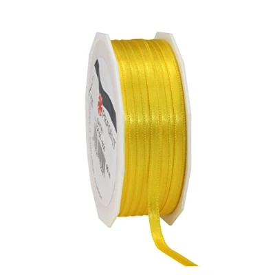 Abbildung von PRÄSENT C.E. Pattberg Satin gelb, 50 m Satinband zum Einpacken von Geschenken, 6 mm Breite, Geschenkband Dekorieren &amp; Basteln, Dekoband, Anlass