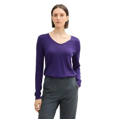 Abbildung von TOM TAILOR Damen Strickpullover mit V Ausschnitt