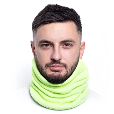 Abbildung von Karl Loven Damen Loop Schal Hals wärmer Herren Schnalle Winter Fleece Futter Unisex warme Hut Maske Sport Ski Motorrad Fahrrad Snowboard Wandern Gelb