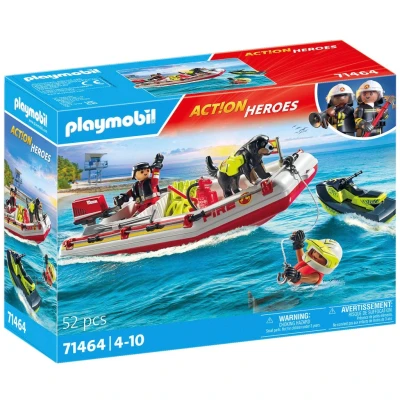 Abbildung von Playmobil® Konstruktions Spielset »Feuerwehrboot mit Aqua Scooter (71464), Action Heroes«, (52 St.), Made in Germany