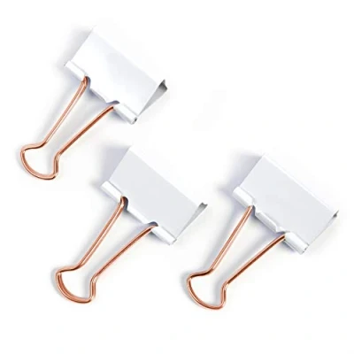 Abbildung von Rapesco 1508 19mm Foldback Klammern, Weiß mit Rose Gold Griffen, 80 Stück
