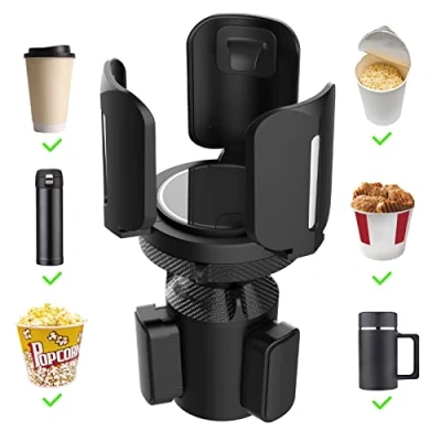 Abbildung von IULONEE Car Cup Halter Universeller Becherhalter Auto Expander Adapter Fahrzeug montiert Verstellbare Basis Wasser Zubehör für Flasche Drink (Schwarz)