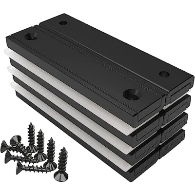 Abbildung von Magnetpro 8 Stück Rechteckmagnete 30 KG Kraft 60 x 13,5 5 mm Schwarze Epoxidbeschichtung Ultra Rostbeständigkeit, Geeignet für Außenbereich, Haushalt und Industrielle Topfmagnet mit Schrauben