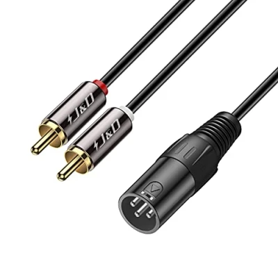 Abbildung von J&amp;D XLR auf Dual Cinch Y Splitter Patch Kabel, PVC Geschält Unbalanced 2x RCA Männlich zu Stereo Audio Verbinden Adapterkabel für Lautsprecher Kondensatormikrofon AMP, 1,8 Meter