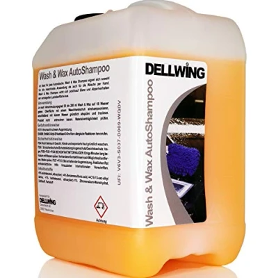Abbildung von DELLWING Wash &amp; Wax Autoshampoo mit Wachs 2,5 L Hochprofessionelles Shampoo für Ihren Wagen Verdünnbar bis 1:200 Schöner, tiefer Glanz Abperlverhalten
