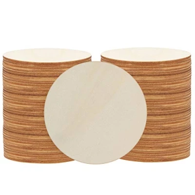 Abbildung von Belle Vous 50er Pack Runde Holzscheiben zum Basteln Baumscheibe 7,6 cm Durchmesser 3 mm Dick Natürliche Holzplättchen rund Ausschnitte für Kunst, Schild Plaque, Ornamente oder als Deko