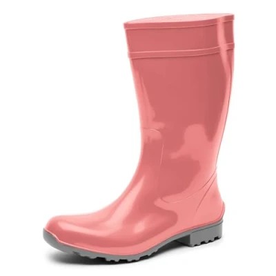 Abbildung von Ladeheid Damen Gummistiefel 100% Wasserdticht Regenstiefel LA 971(Altrosa/Grau, 40 EU)
