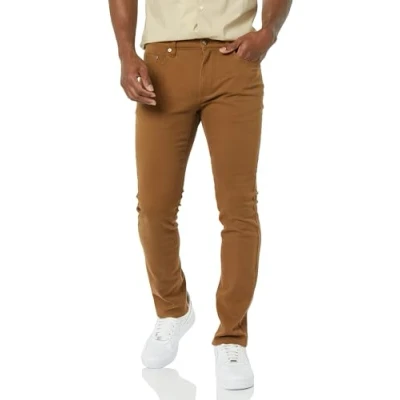 Abbildung von Amazon Essentials Herren Stretchjeans, Skinny Passform, Dunkles Khakibraun, 29W / 34L