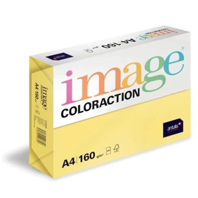 Abbildung von Image Coloraction Florida farbiges Kopierpapier DIN A4, 210 x 297 mm, 160 g/m² buntes, holzfreies Druckerpapier für Kopierer 250 Blatt Zitronengelb