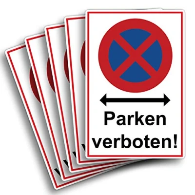 Abbildung von 5 Stück XXL Absolutes halteverbot Schild 30 x 40 cm parken verboten aus stabiler PVC Hartschaumplatte mm Parkplatzschild mit UV Schutz von STROBO