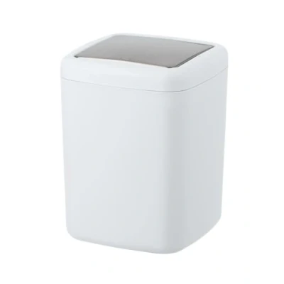 Abbildung von WENKO Schwingdeckeleimer Mod. Barcelona S, 3 Liter Fassungsvermögen, Tisch Abfallbehälter mit Deckel für Küche &amp; Esszimmer, kleiner Kosmetikeimer aus Spezialkunststoff, BPA frei, 15 x 20 cm, Weiß
