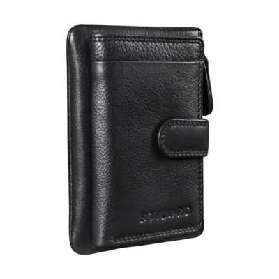 Abbildung von STILORD &#039;Garrett&#039; Kartenhalter mit Schlüsselanhänger, aus Leder, Mini Brieftasche für Herren und Damen, RFID NFC Schutz, echtes Schwarz, M, Geldbörse