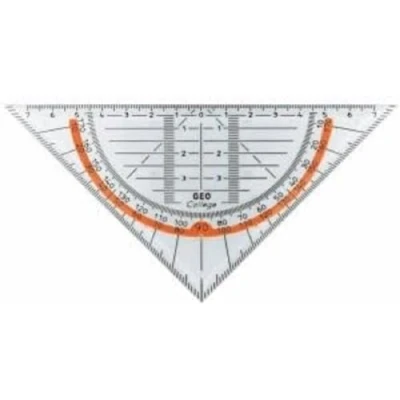 Abbildung von Aristo AR23001 College Geometriedreieck (Hypotenuse 16 cm, Tuschenoppen und Facetten, Polystyrol) transparent