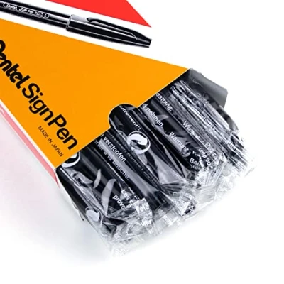 Abbildung von Pentel S520 A Sign Pen Faserschreiber, 0,8 mm Strichstärke, schwarz, 12er Pack