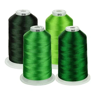 Abbildung von Simthread Maschinenstickgarn 5000M Spulen Set Polyester Stickgarn für Babylock, Janome, Kenmore, Singer, W6 N Stickereimaschine (4 Grün)