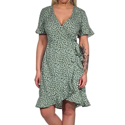 Abbildung von ONLY Onlolivia WRAP Dress Freizeitkleid, Damen, Größe: 40, Hedge green