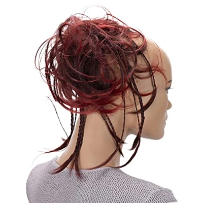 Abbildung von CAISHA XXL Haarteil Haargummi Daisy Dutt Hochsteckfrisuren Mit Geflochtenen Zöpfen Gewellt Kunstfaser Hitzebeständig DM17cm Rot Mix G9D