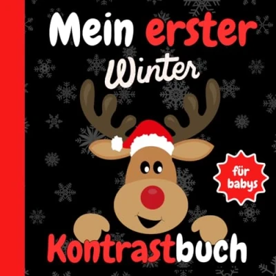Abbildung von Kontrastbuch für Babys: Schwarz Weiß Bilder zur visuellen Stimulation Neugeborene Babybuch ab 0 Monaten nach Montessori: Mein erster Winter!