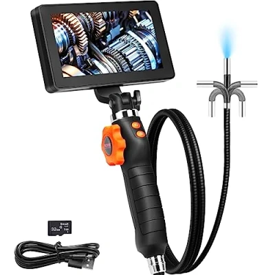 Abbildung von VEVOR Industrielles Endoskop Digitale Boroskop Inspektionskamera Endoskopkamera 1080P HD mit wasserdichter Kamera 6,4mm IP67 Kanalkamera 5 Zoll Bildschirm 0180 bidirektional 4500mAh Akku