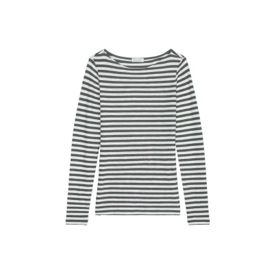Abbildung von Marc O&#039;Polo Damen Langarmshirt aus Bio Baumwolle Regular Fit, Mehrfarbig (Multi), L