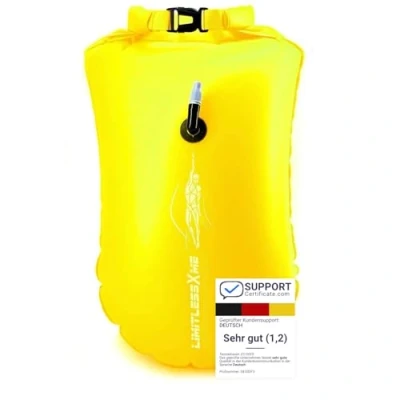 Abbildung von LimitlessXme Schwimmboje &amp; Trockensack — 28l Gelb. Sicherheit beim Schwimmen, Open Water und Triathlon. Swimming Buoy, Swim Bubble, Schwimm Boj aufblasbar