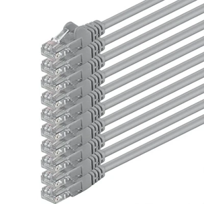 Abbildung von 2m grau 10 Stück (Pack) CAT.6 CAT6 Ethernet LAN Netzwerk Kabel 1000 Mbit/s Patchkabel