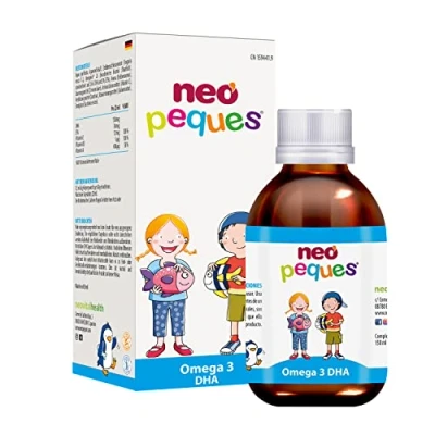 Abbildung von Neo Peques Omega 3 DHA Kinder sirup ab 6 Monaten 150 ml 100 % Natürliche Inhaltsstoffe mit Essentiellen Vitamine für Fördert die Konzentration Erdbeergeschmack