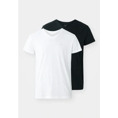 Abbildung von GANT Vneck 2 PACK Nachtwäsche Shirt, Herren, Größe: Large, Black/white