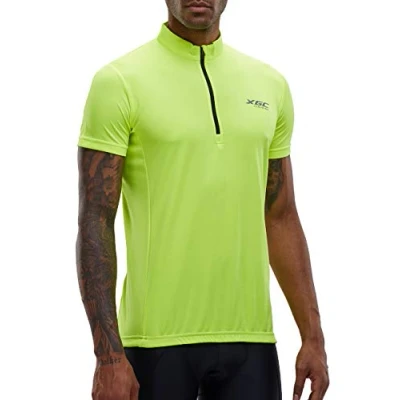 Abbildung von XGC Herren Kurzarm Radtrikot Fahrradtrikot Fahrradbekleidung für Männer mit Elastische Atmungsaktive Schnell Trocknen Stoff (Yellow, S)