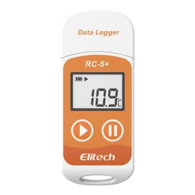 Abbildung von Elitech RC 5+ Digital USB Temperatur Datenlogger Wiederverwendbarer Rekorder PDF&amp;CSV Kühlschrankthermometer 32000 Punkte Hohe Genauigkeit