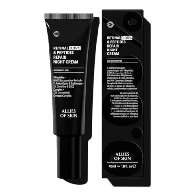 Abbildung von Allies Of Skin Retinal 0.05% Peptides Repair Night Cream with Encapsulated Retinaldehyde, Peptides, 2% Ornithine, EGCG Complex, 11 Brighteners, Antioxidants, and 7.1% Ceramide &amp; Omegas Complex