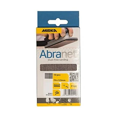 Abbildung von Mirka Abranet Netz Schleifstreifen 70x125 mm Klett / Korn P180 10 Stk zum Schleifen von Holz, Spachtel, Lack, Kunststoff AE149F1018