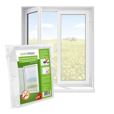 Abbildung von EASYmaxx Fliegengitter Fenster Moskitonetz, Montage ohne Bohren zuschneidbarer Insektenschutz bis 130 x 150 cm Mückenschutz Fliegennetz Klettband selbstklebend [Weiß]