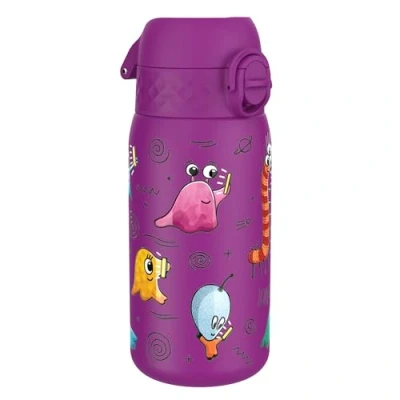 Abbildung von Ion8 Kinder Trinkflasche, Edelstahl 400ml, Auslaufsicher, Einhandöffnung, Sichere Verriegelung, Spülmaschinenfest, Klappdeckel, Tragegriff, Leicht zu Reinigen, Langlebig, Außerirdische Design