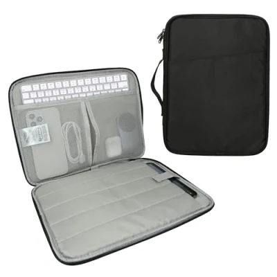 Abbildung von kwmobile Tablet und Tastatur Tasche kompatibel mit Magic Keyboard K380 K480 &amp; 12,9&quot; 13&quot; Hülle Tablettasche zahlreichen Taschen Bluetooth Schutzhülle Schwarz