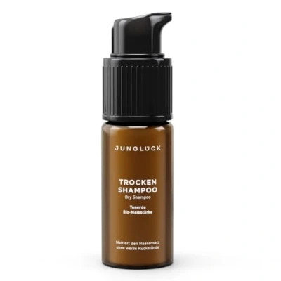 Abbildung von JUNGLÜCK Trockenshampoo für helles Haar Vegan Dry Shampoo verleiht spürbar mehr Griffigkeit und Volumen ohne weiße Rückstände Aerosolfreies mattierendes sofortige Frische