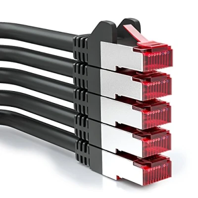 Abbildung von deleyCON 5x 2m CAT6 Patchkabel S/FTP PIMF Schirmung CAT 6 RJ45 Netzwerkkabel Ethernetkabel LAN DSL Switch Router Modem Access Point Patchfelder Schwarz